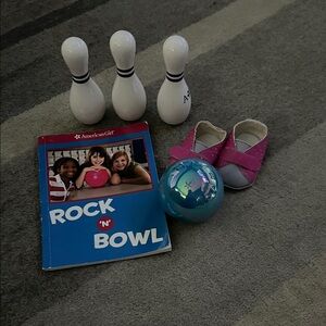 American Girl Pink Shoes and Blue Ball Bowling Set